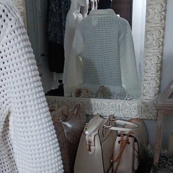 Nordstrom White Button-Up Fringe Cardigan - Picture 4 of 5